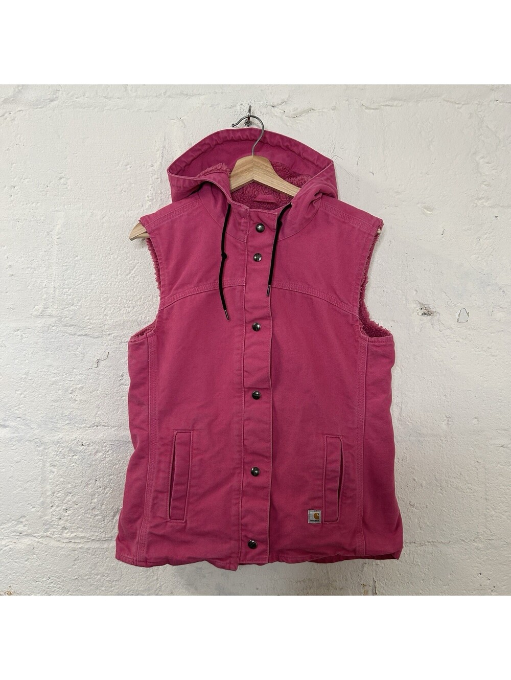 Y2K Carhartt Sherpa-Lined Berkley Hooded Vest “Tulip Pink”